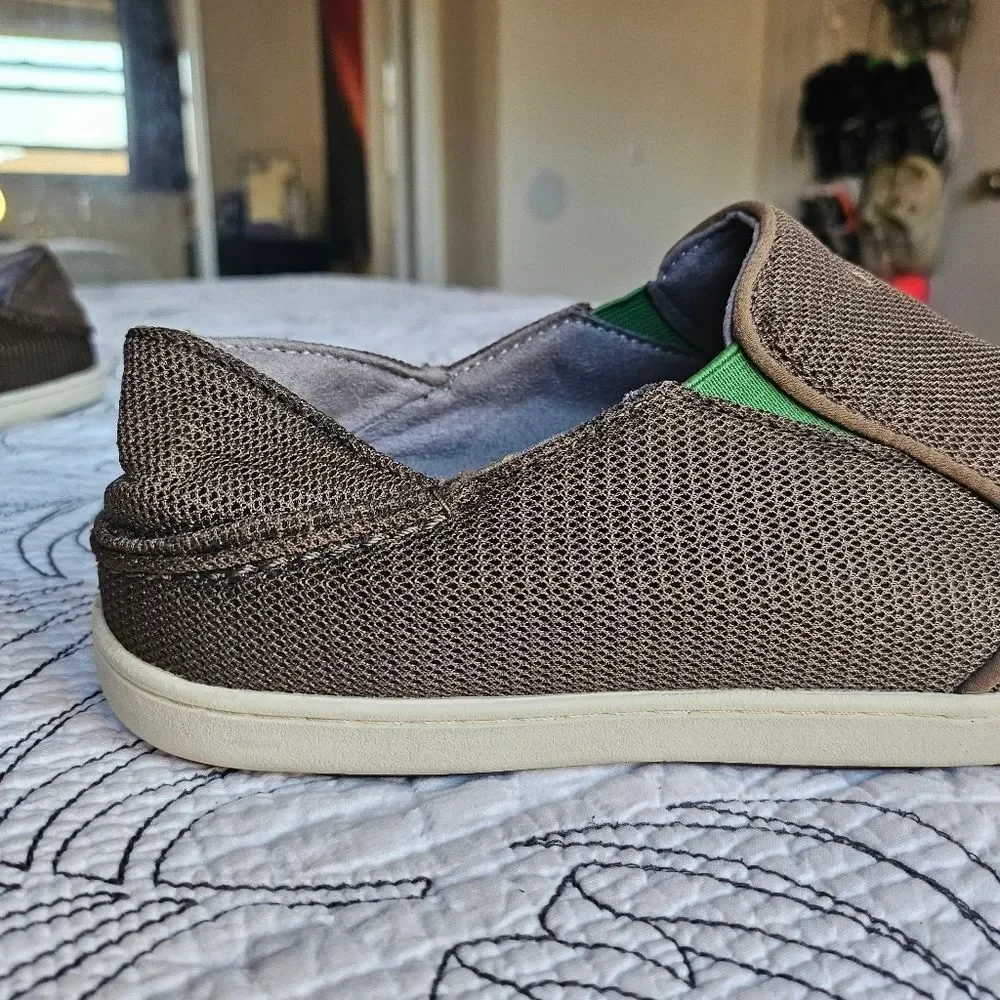 EUC Olukai Nohea Mesh Mustang Brown Slip on Men 9.5